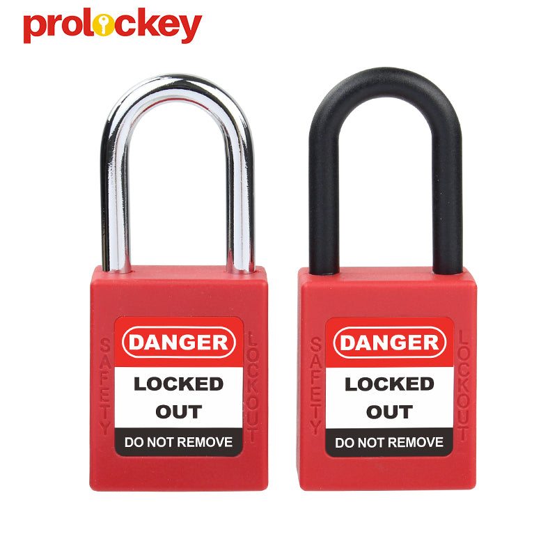 Steel and nylon shackle safety padlocks together