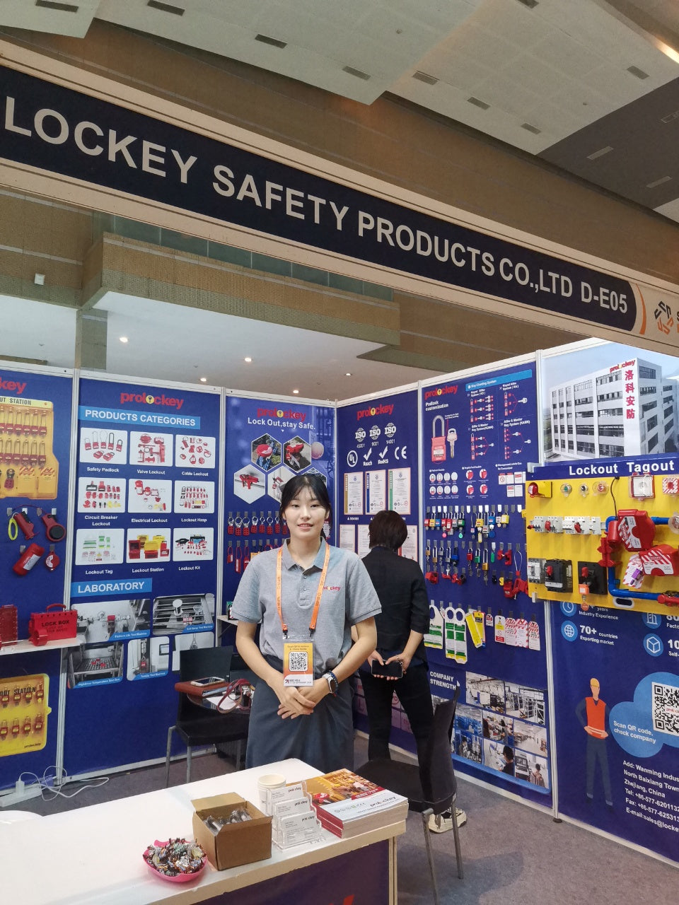 PROLOCKEY representative at Booth D-E05 during Safe Work Indonesia 2025 in Jakarta