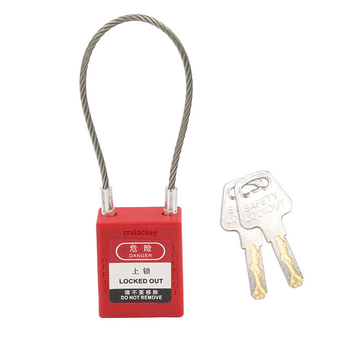 Cable Shackle Padlock, Length 175mm, Dia. 3.2mm — PC175D3.2 | PROLOCKEY Lockout Tagout