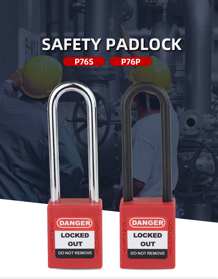 Steel and nylon shackle safety padlocks together
