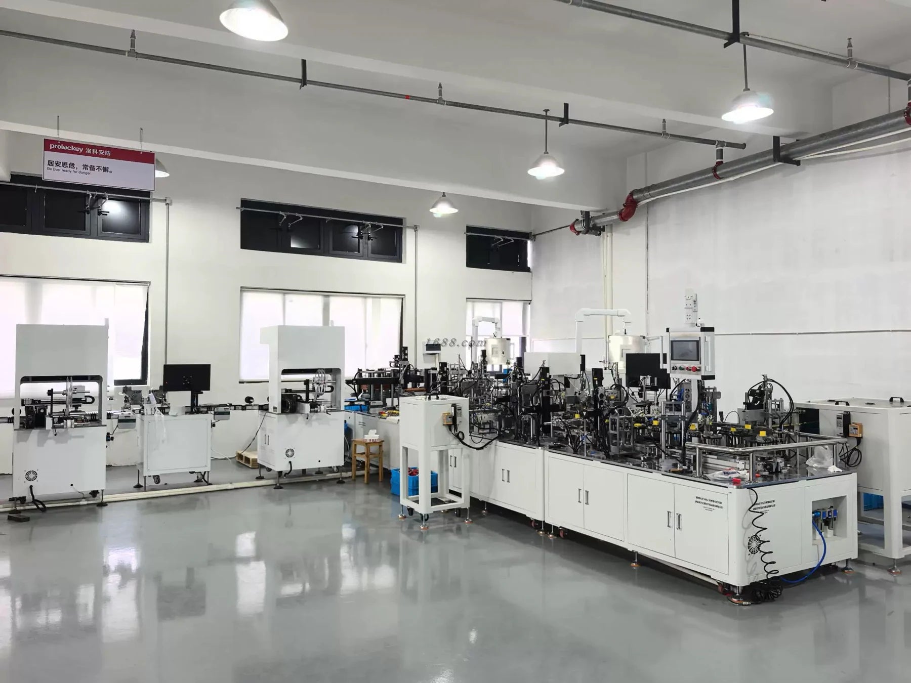 Automated assembly and testing line inside the PROLOCKEY lockout tagout manufacturing facility