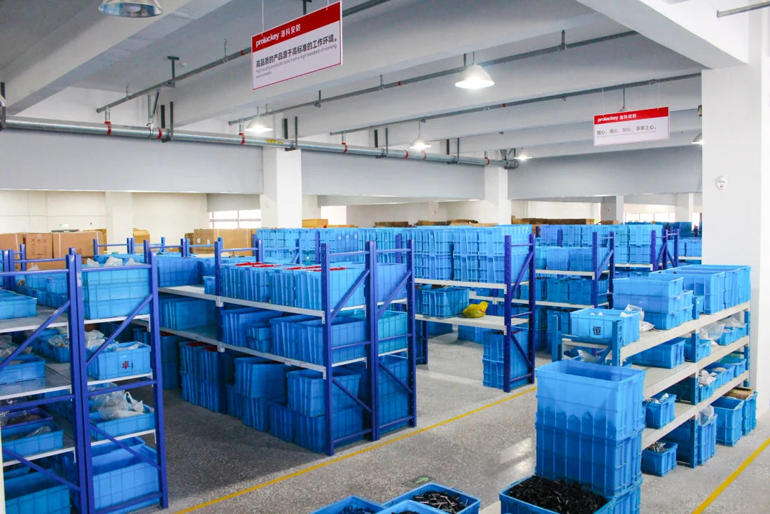 Organized material flow area supporting PROLOCKEY lockout tagout production