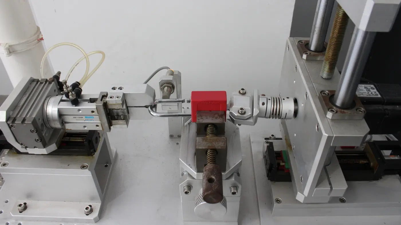 Red PROLOCKEY safety padlock undergoing functional testing