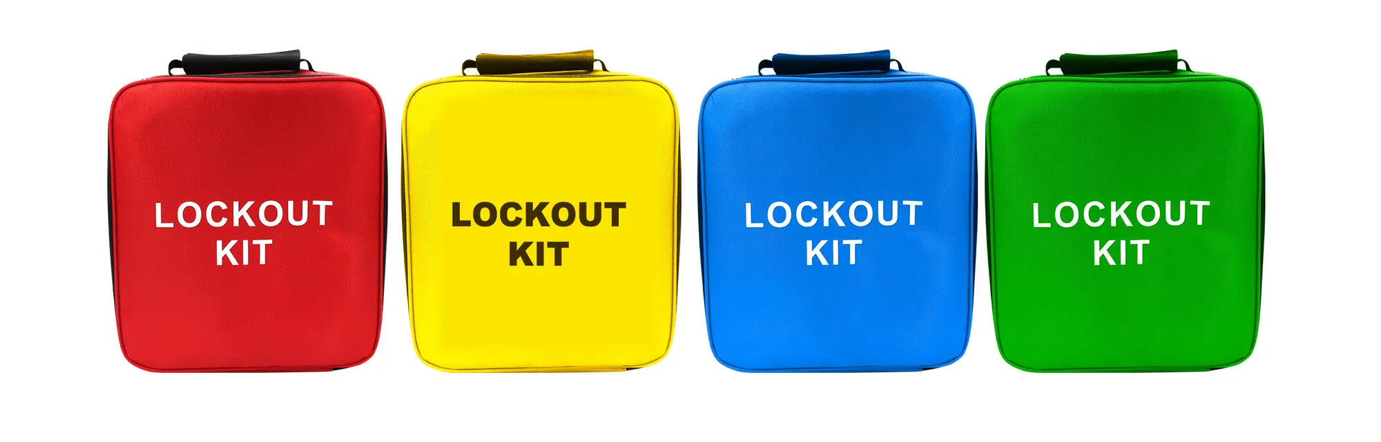 Red yellow blue and green lockout kit bag colour choices
