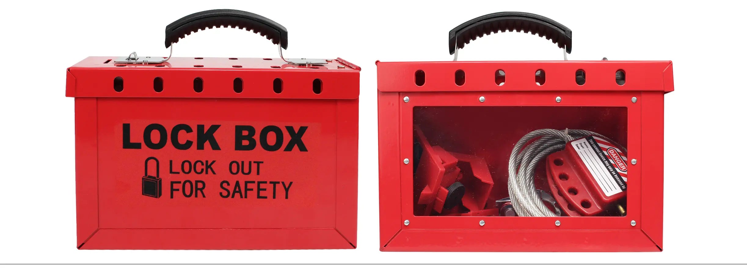 Enclosed and visible window group lockout box shape options