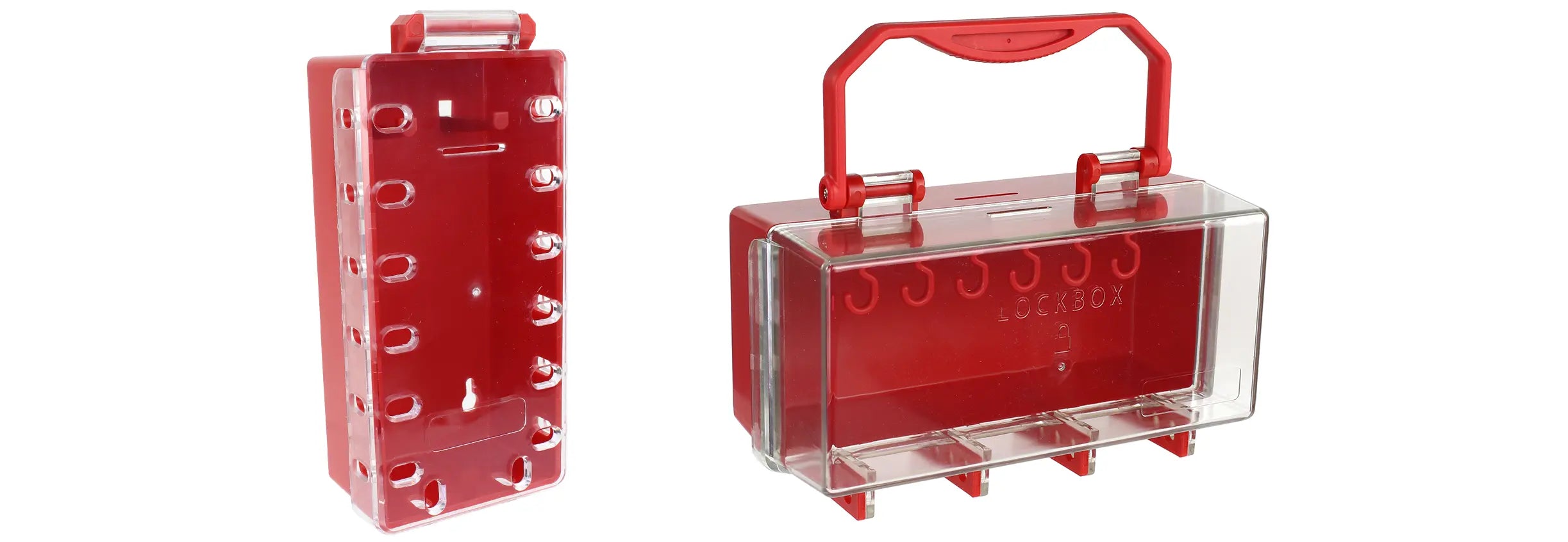 Transparent portable lockout boxes in different sizes and specifications