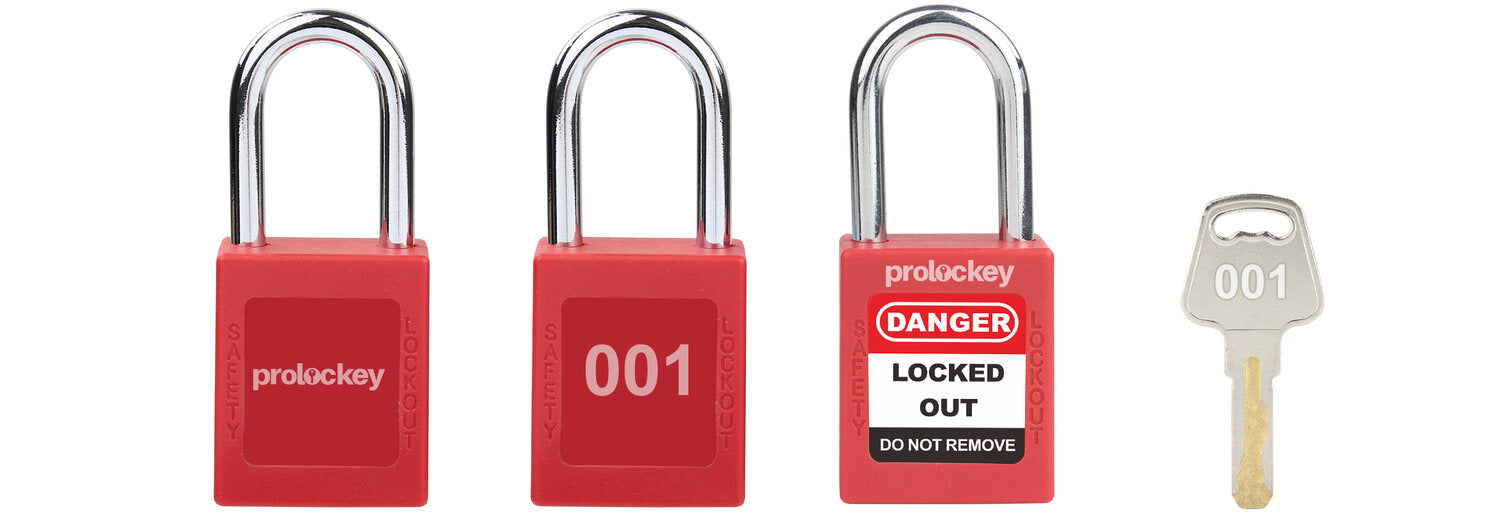 Company logo employee ID and key number laser engraving on safety padlocks