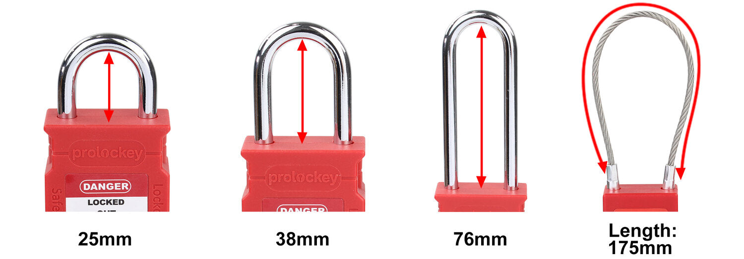 25 millimetre 38 millimetre 76 millimetre and cable shackle length options