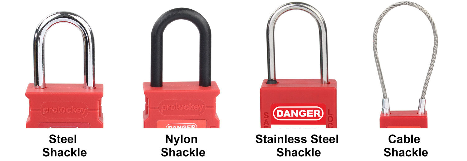 Steel nylon stainless steel and cable shackle material options