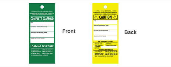 Different front and back colour combinations on safety tags
