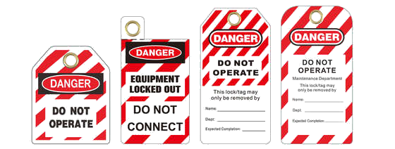 Different formats of customised lockout safety tags