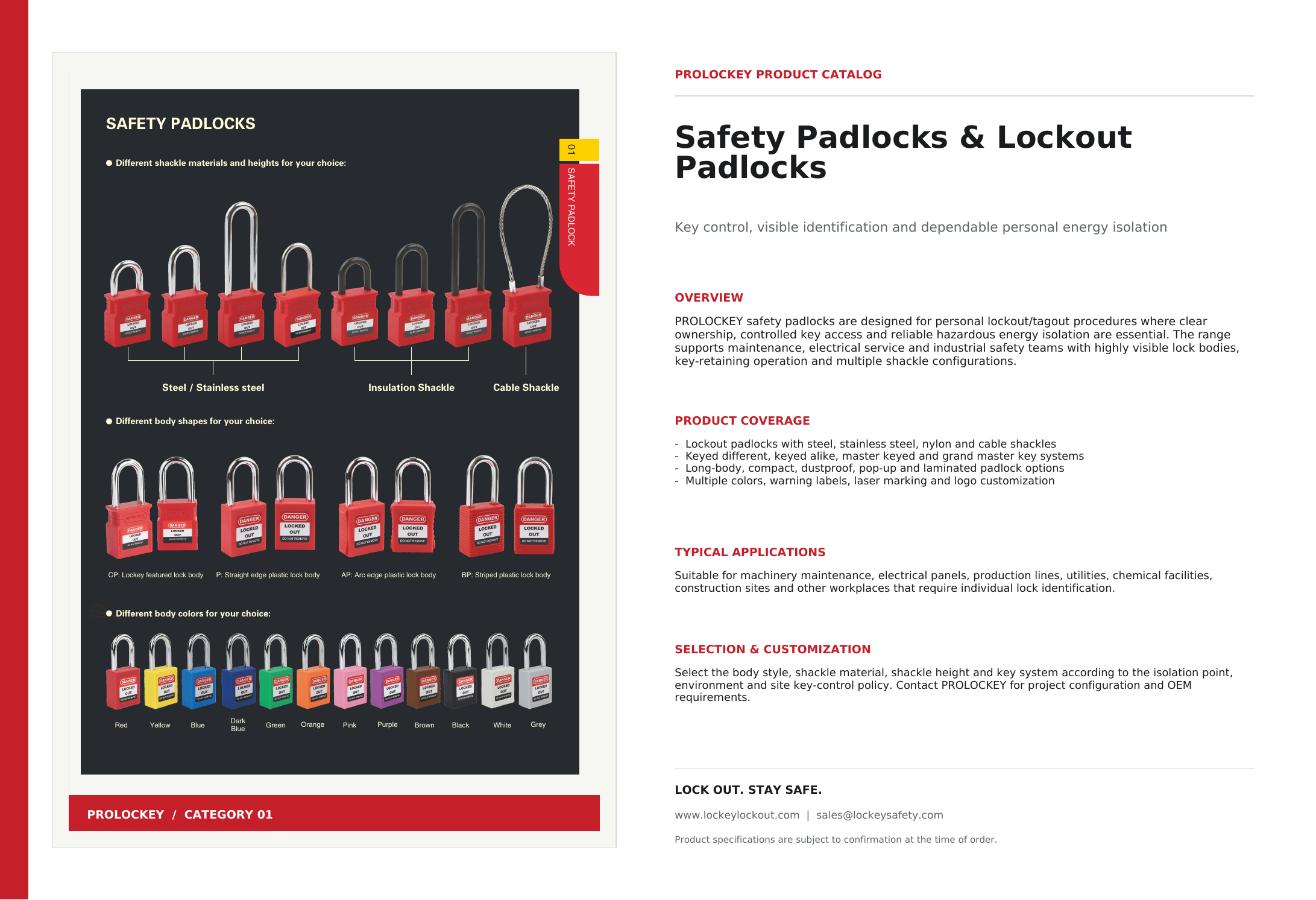 PROLOCKEY safety padlocks product catalog and technical selection guide